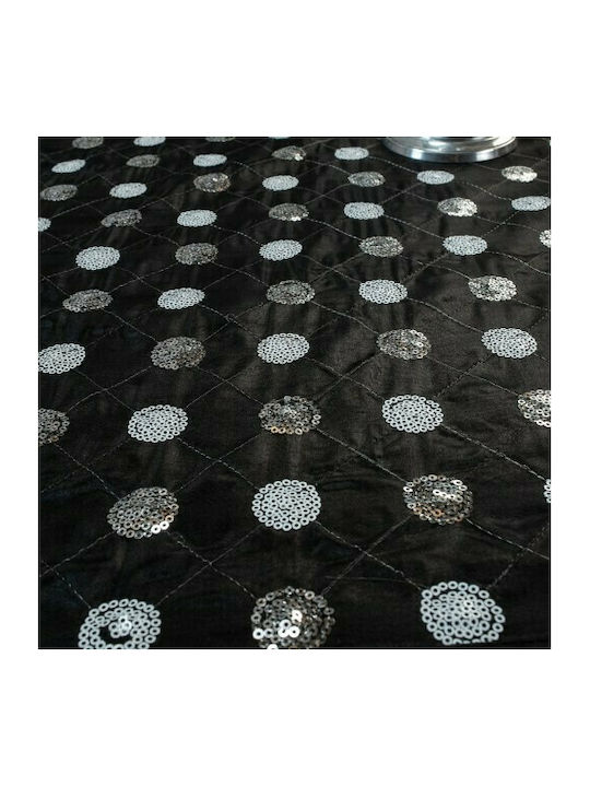 Teoran L8136 Polyester Checkered Tablecloth with Embroidery Μαύρο 90x90cm