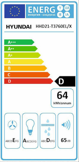 Hyundai Απορροφητήρας Καμινάδα 60cm Inox