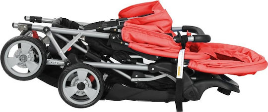 vidaXL Cărucior dublu Potrivit de la 6+ Luni Red & Black