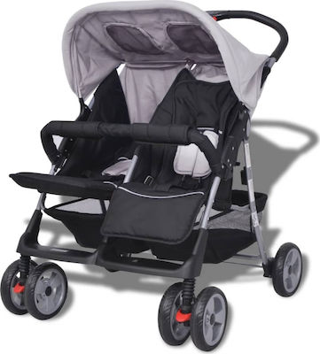 vidaXL Doppelter Kinderwagen Geeignet ab 6+ Monaten Grey & Black