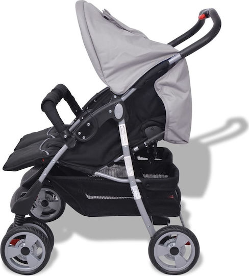 vidaXL Double Stroller Suitable from 6+ Months Grey & Black
