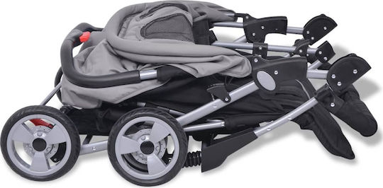 vidaXL Double Stroller Suitable from 6+ Months Grey & Black