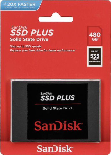 Sandisk SSD Plus 480GB τύπου 2.5'' με σύνδεση SATA III SDSSDA-480G-G26