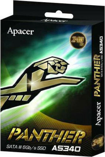 Apacer Panther AS340 SSD 240GB τύπου 2.5'' με σύνδεση SATA III AP240GAS340G-1