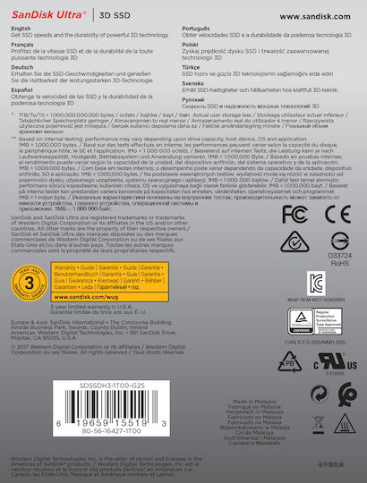 Sandisk Ultra 3D SSD 250GB 2.5'' SATA III SDSSDH3-250G-G25