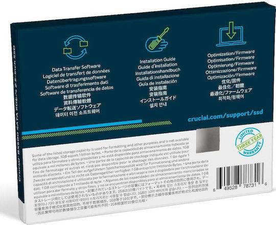 Crucial BX500 SSD 480GB τύπου 2.5'' με σύνδεση SATA III CT480BX500SSD1