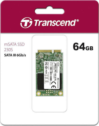 Transcend 230S SSD 64GB τύπου mSATA με σύνδεση SATA III TS64GMSA230S