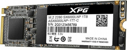 Adata XPG SX6000 Lite SSD 1TB τύπου M.2 με σύνδεση PCI Express 3.0 ASX6000LNP-1TT-C