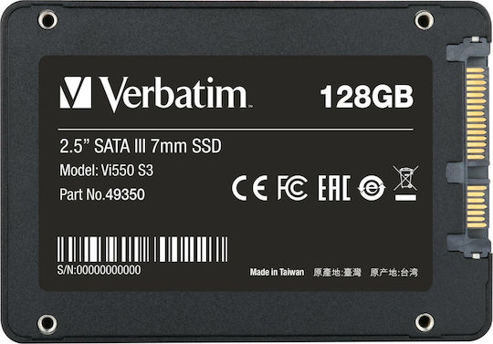 Verbatim Vi550 S3 SSD 128GB Type 2.5'' with SATA III Connection 49350