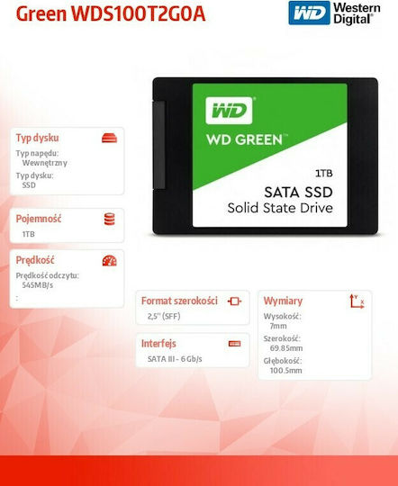Western Digital Green SSD 1TB 2.5'' SATA III WDS100T2G0A