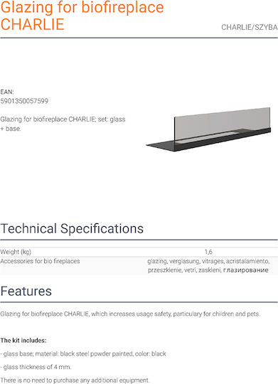 Kratki Protective Glass for BioethaNol Fireplace