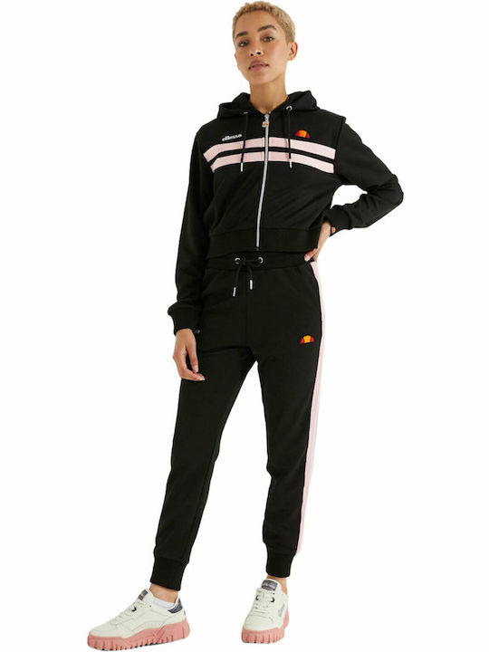 Bulito Cropped Women's Sweatshirt Jacket Hooded Black