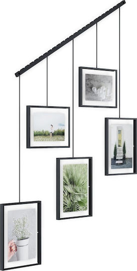 Umbra Exhibit Wall-Mounted Multi 5 Photos Metallic With Black Frame