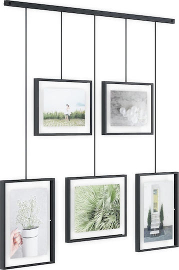 Umbra Exhibit Wall-Mounted Multi 5 Photos Metallic With Black Frame