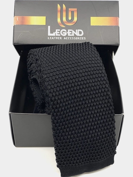 Legend Accessories Ανδρική Γραβάτα Πλεκτή Μονόχρωμη σε Μαύρο Χρώμα