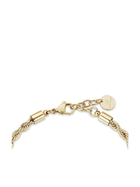 Luca Barra Chain Hand Spiral made of Steel Gold-plated Thin Thickness 3.8mm and Length 21cm