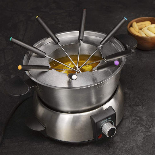 Cecotec Fun Gourmet Electric Stainless Steel Fondue Pot for 8 Persons Silver 1000W 17x24x31.5cm