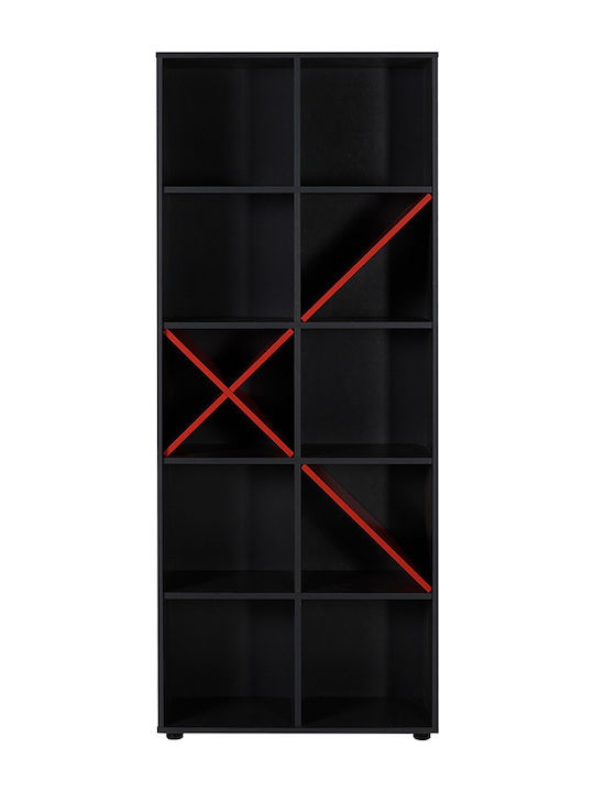 Bookcase Gaming Charcoal - Red 75x30x188cm