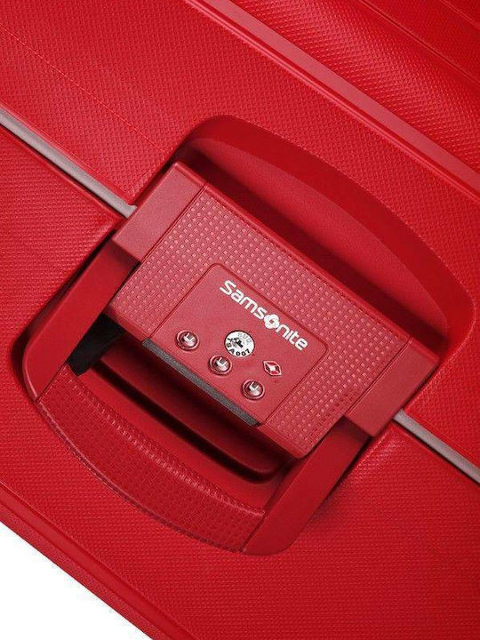 Samsonite S'cure Μεσαία Βαλίτσα Ταξιδίου Σκληρή Κόκκινη με 4 Ρόδες Ύψους 69εκ.