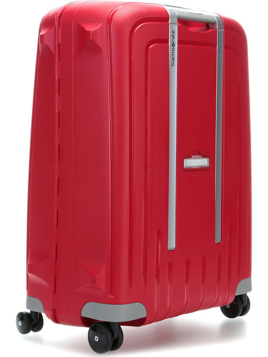 Samsonite S'cure Μεσαία Βαλίτσα Ταξιδίου Σκληρή Κόκκινη με 4 Ρόδες Ύψους 69εκ.