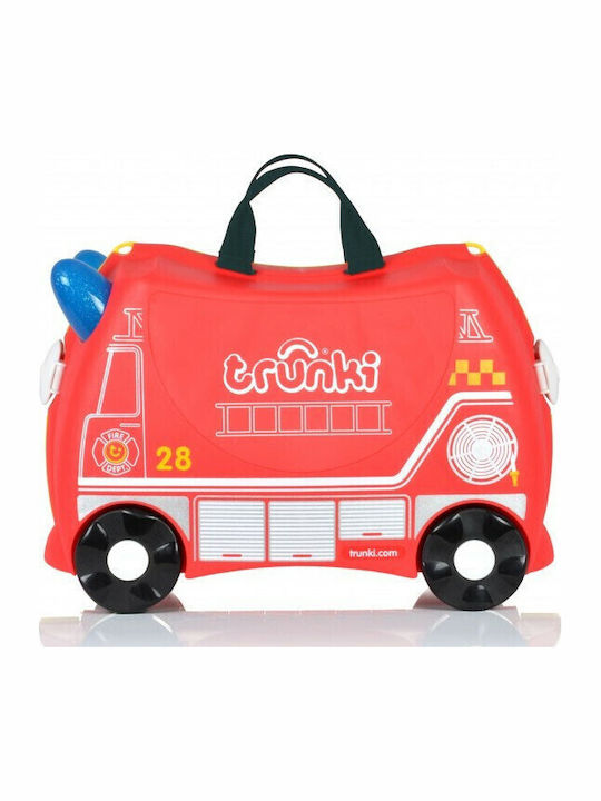 Trunki Frank the Fire Truck Παιδική Βαλίτσα Ταξιδίου Καμπίνας Σκληρή Κόκκινη με 4 Ρόδες Ύψους 31εκ.