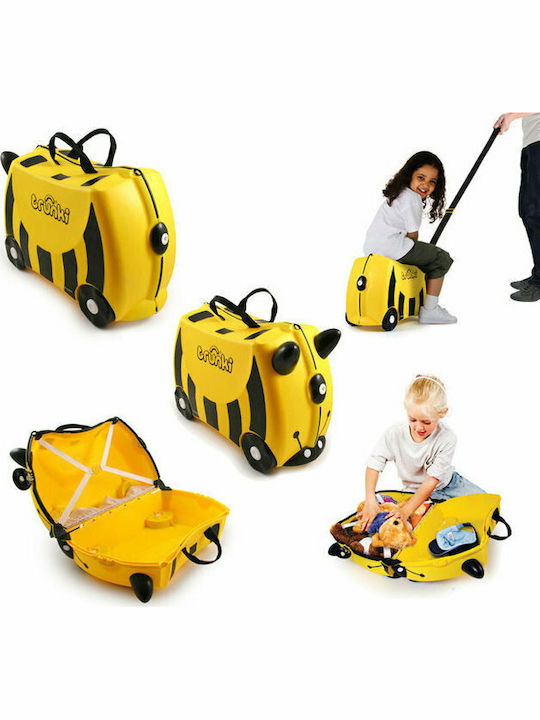 Trunki Bernard The Bee Детска Куфар За Пътуване Кабинен Твърд Жълт С 4 Колела Височина 31см