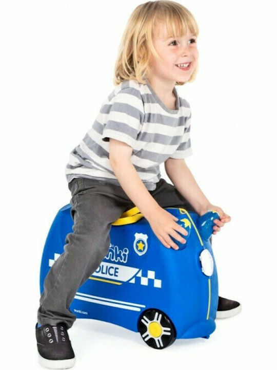 Trunki Percy Police Car Детска Куфар За Пътуване Кабинен Твърд Син С 4 Колела Височина 31см