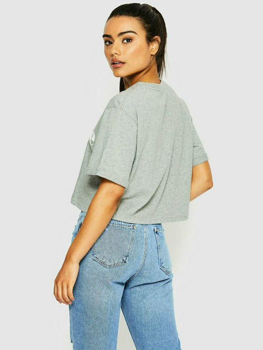 Ellesse Top Sport de Damă Crop cu Mânecă Scurtă Gri