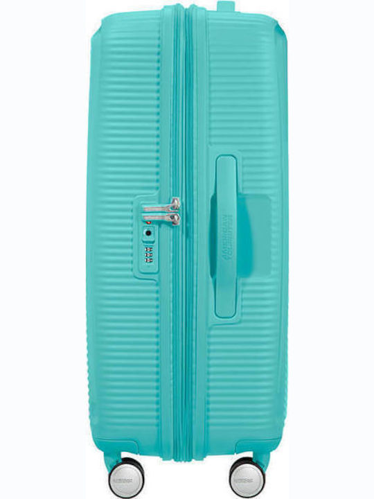 American Tourister Soundbox Spinner Expandable Medium Hard Turquoise Suitcase with 4 Wheels Height 67cm