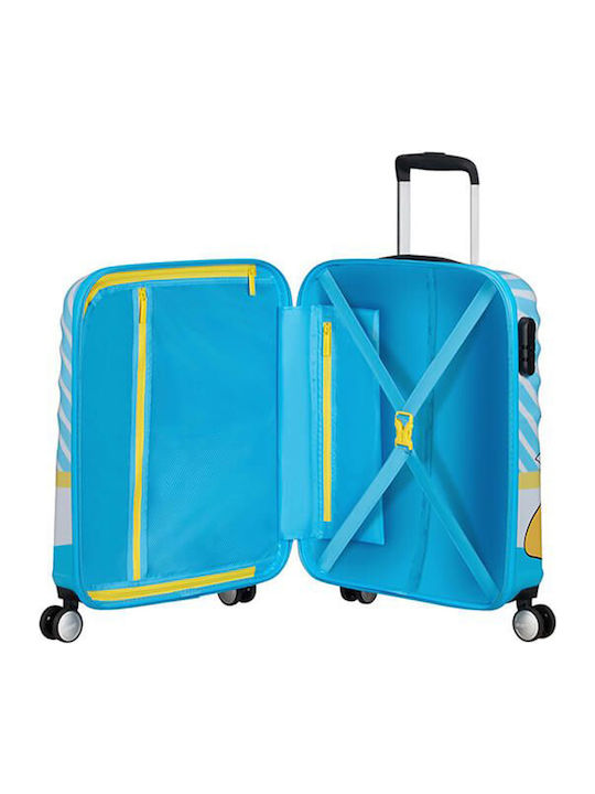 American Tourister Wavebreaker Disney Kids Cabin Hard Suitcase Light Blue with 4 Wheels Height 55cm