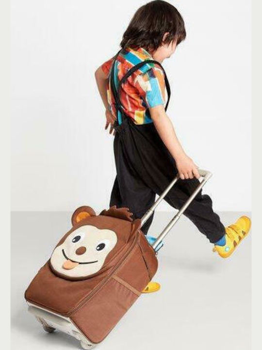 Affenzahn Monkey Valiză De Călătorie Pentru Copii De Cabină Din Material Textil Maro Cu 2 Roți Înălțime 40 Cm