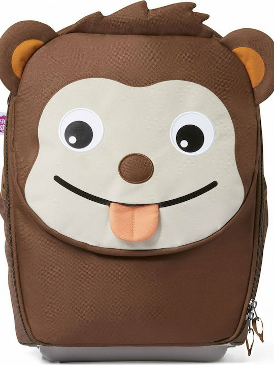 Affenzahn Monkey Valiză De Călătorie Pentru Copii De Cabină Din Material Textil Maro Cu 2 Roți Înălțime 40 Cm