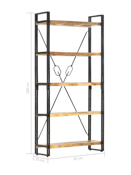 Βιβλιοθήκη Μαύρη 90x30x180εκ.