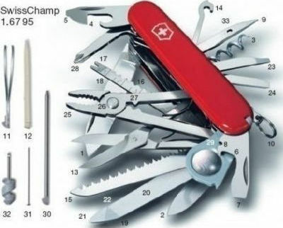 Victorinox SwissChamp Швейцарско армейско ножче с 33 инструмента Червен