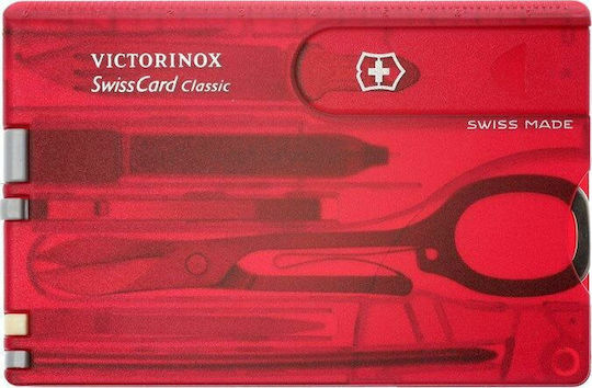 Victorinox Classic Swisscard Multi-Tool Card 10 Tools Red with Sheath