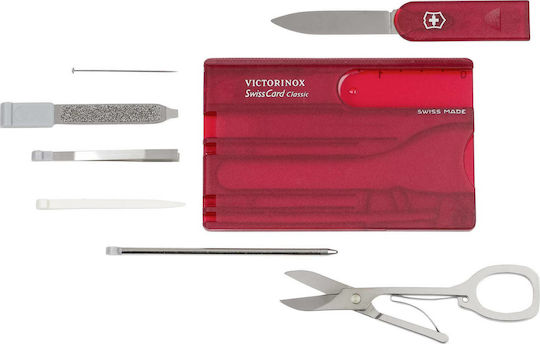 Victorinox Classic Swisscard Multi-Tool Card 10 Tools Red with Sheath
