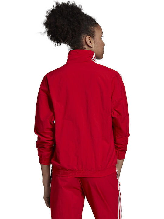 Adidas Women's Short Sports Jacket for Spring or Autumn Red