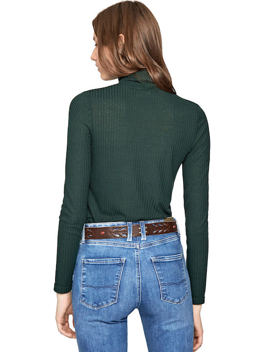 Pepe Jeans Miren Women's Blouse Long Sleeve Turtleneck Forest Green