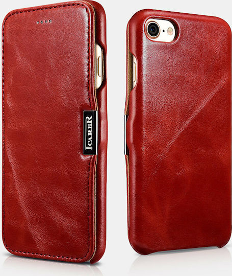 iCarer Vintage Folio Book Δερματίνης Κόκκινο (iPhone SE 2022/2020)