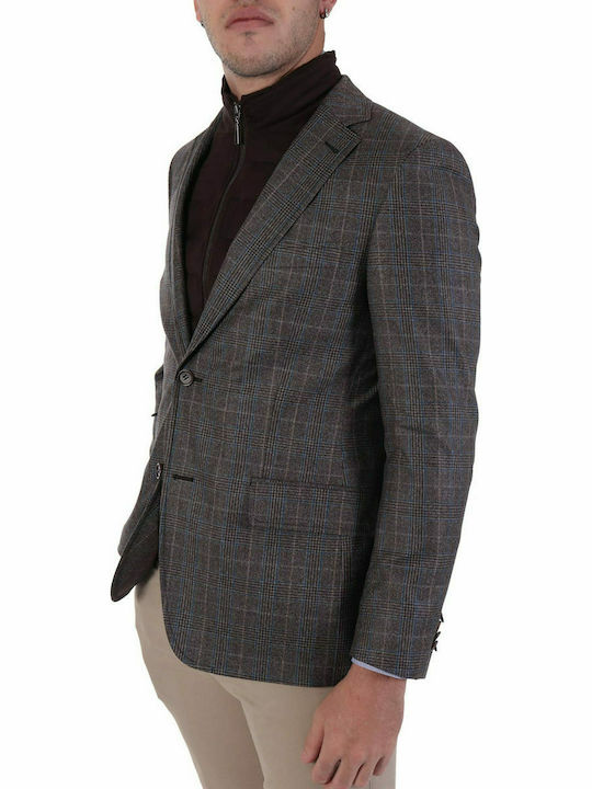 TOM FRANK PLAID JACKET REDA 1865 DETACHABLE BROWN JACKET