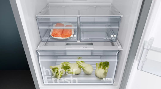 Siemens Combină frigorifică 438lt NoFrost Î203xL70xA67cm. Inox KG49NXIEP
