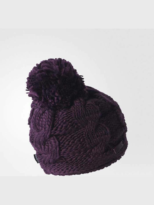 Adidas Pom Pom Beanie Γυναικείος Σκούφος Πλεκτός σε Μωβ χρώμα