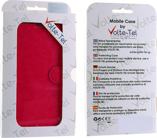 Volte-Tel Leather-TPU Buchen Sie Synthetisches Leder Rosa (Galaxy S8)
