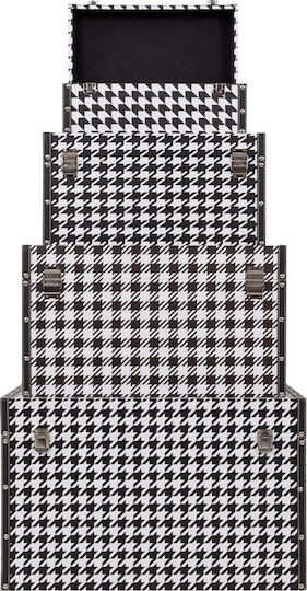 Liberta Ferre Set Decorative Trunks Wooden Black 4 Pieces 64x40x40cm
