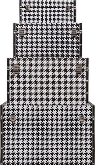 Liberta Ferre Set Decorative Trunks Wooden Black 4 Pieces 64x40x40cm