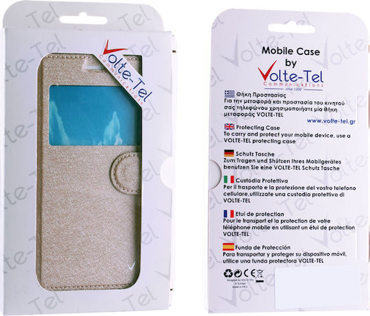 Volte-Tel Leather Gold-TPU View Book Δερματίνης Χρυσό (Galaxy A5 2017)