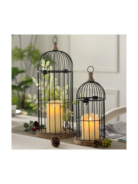 Lalos Bird Cage Φαναράκι Μεταλλικό Επιτραπέζιο Μαύρο 17.5x17.5x39.7εκ.