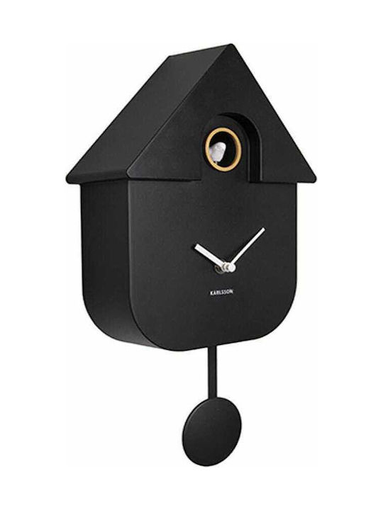 Karlsson Modern Cuckoo Silent Wall Clock Plastic Pendulum Black 21.5x41cm