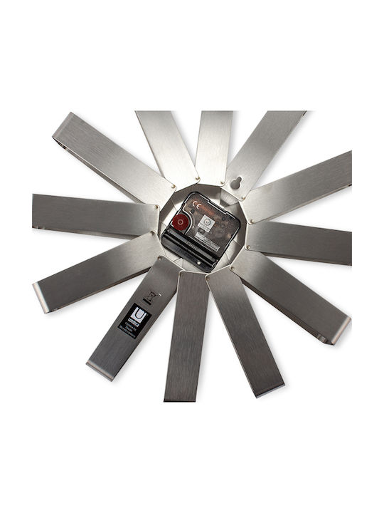 Umbra Ribbon 3D Silent Wall Clock Metallic Silver Ø30cm