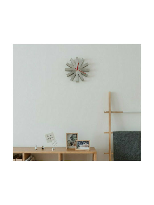 Umbra Ribbon 3D Silent Wall Clock Metallic Silver Ø30cm